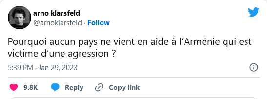 A. Klarsfeld : Pourquoi aucun pays ne vient en aide à l&rsquo;Arménie ?