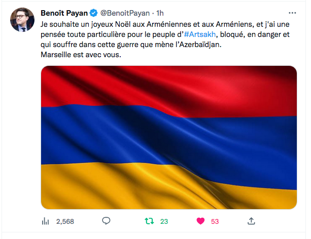 Benoit Payan : Joyeux Noël et pensée pour l&rsquo;Artsakh