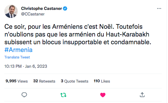 Christophe Castaner : N&rsquo;oublions pas les Arméniens