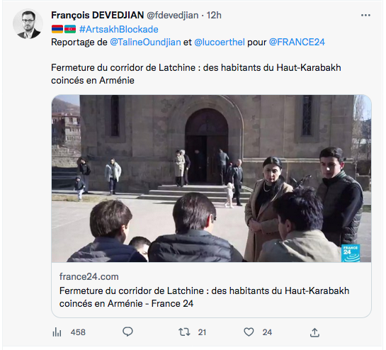 François Devedjian : reportage de France 24 sur le Karabakh