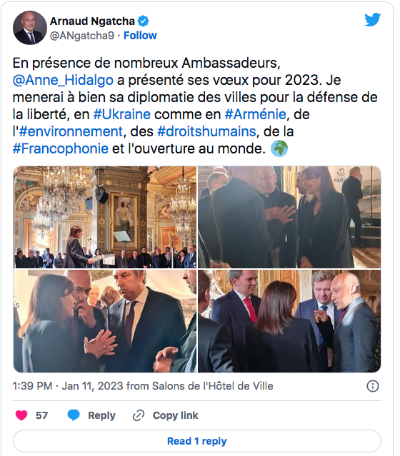Arnaud Ngatcha : les voeux d&rsquo;Anne Hidalgo devant les ambassadeurs