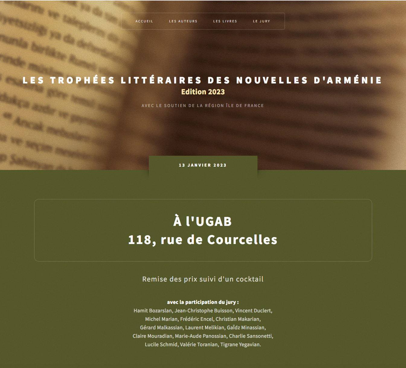 Remise des prix vendredi 13 janvier à 20h à l’UGAB