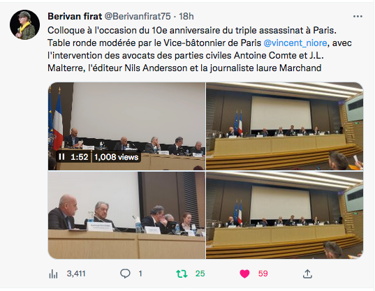 Berivan Firat : Colloque à l&rsquo;AN sur les 3 militantes kurdes assassinées