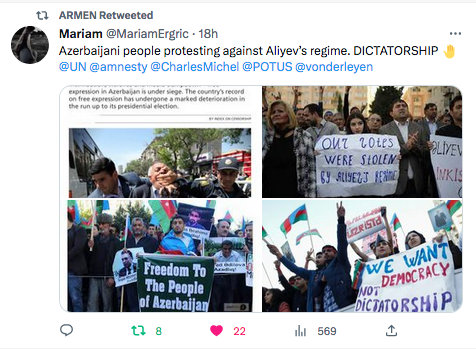 Mariam : Manifestation contre la dictature d&rsquo;Aliev