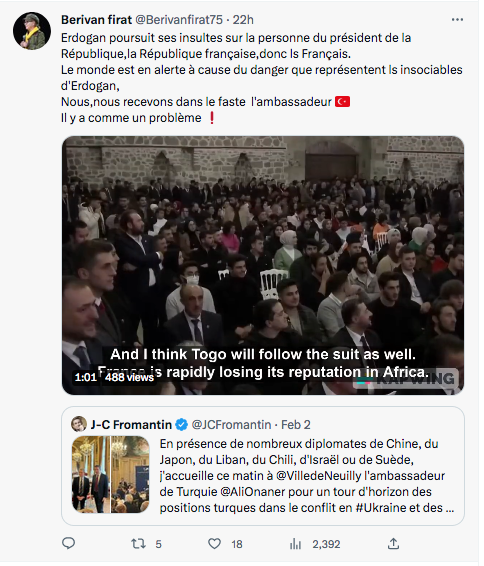 VBerivan Firat : les insultes d&rsquo;Erdogan et les honneurs à son ambassadeurs