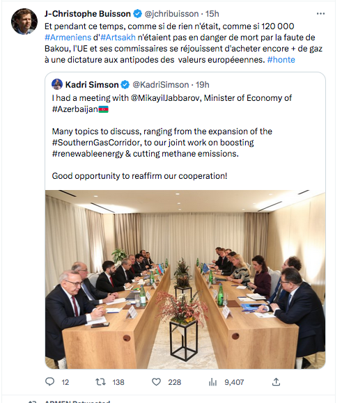 JC Buissson : les commissaire européens et le gaz de l&rsquo;Azerbaïdjan