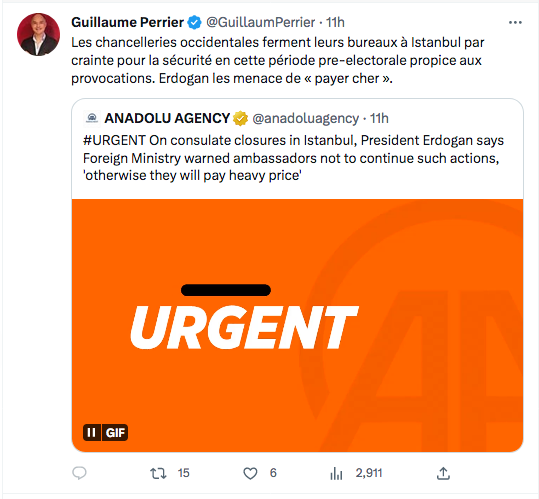 Guillaume Perrier : menaces de la Turquie
