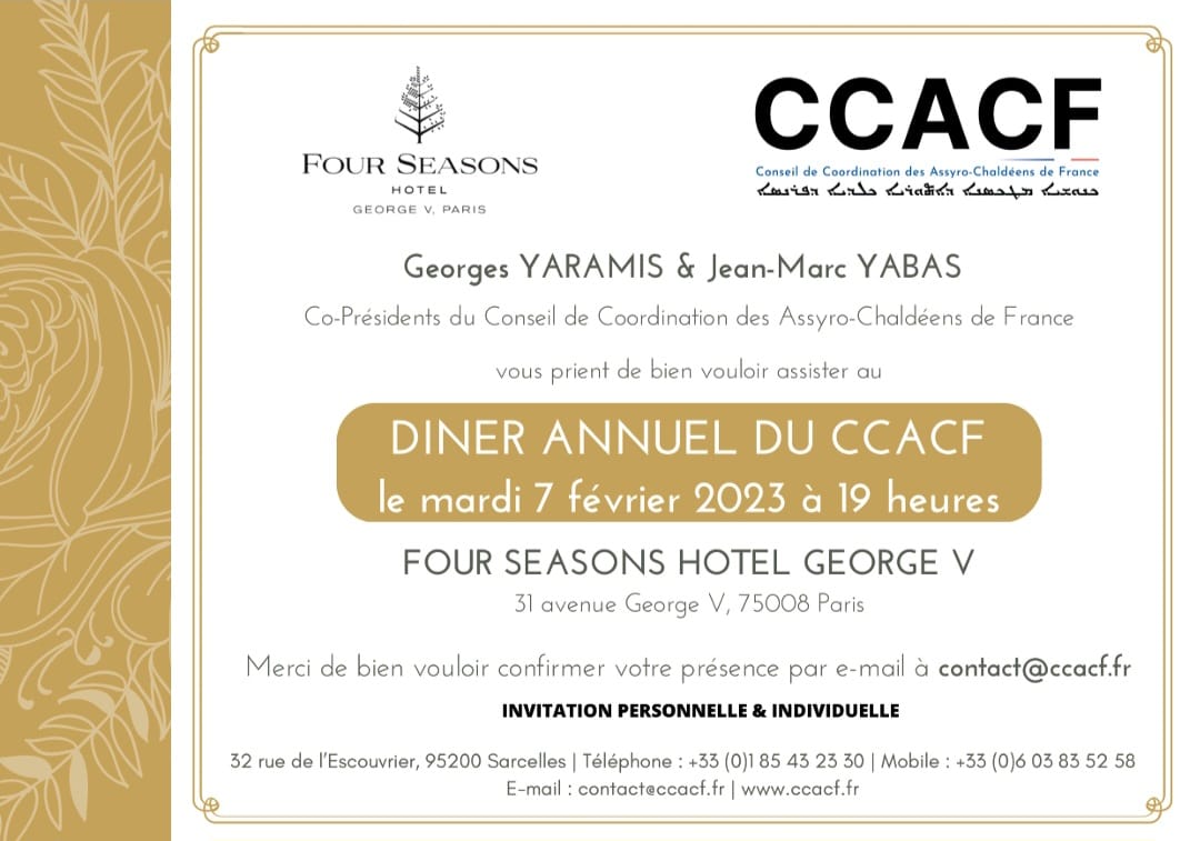 Diner annuel du CCACF Conseil de Coordination des Assyro-Chaldéens de France