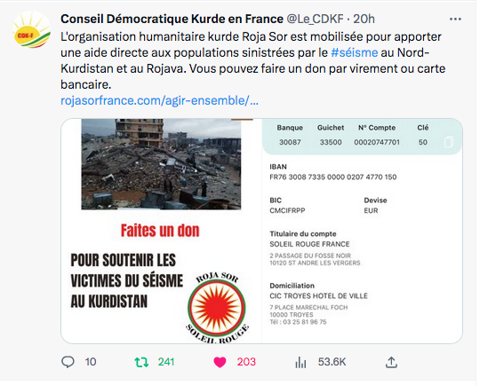CDK-F: organisation humanitaire kurde Roja Sor
