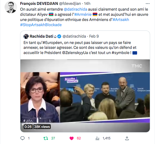 François Devedjian : On aurait aimé entendre Dati sur l&rsquo;Azerbaïdjan…