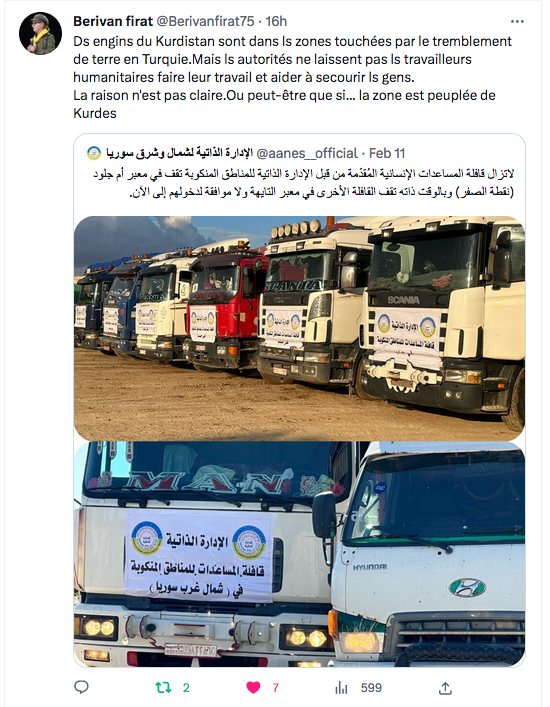 Berivan Firat : les autorités turques et les humanitaires kurdes…