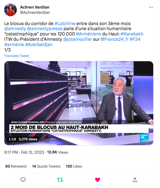 Achren Verdian : le président d&rsquo;Amnesty dénonce le blocus sur France 24