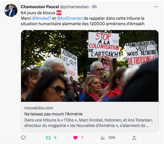Pascal Chamassian : tribune dans l&rsquo;obs pour l&rsquo;Arménie