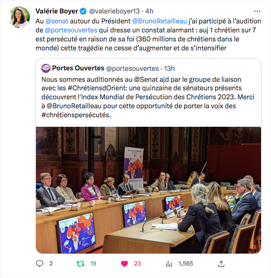 Valérie Boyer : aux « portes ouvertes » sur l&rsquo;oppression des chrétiens