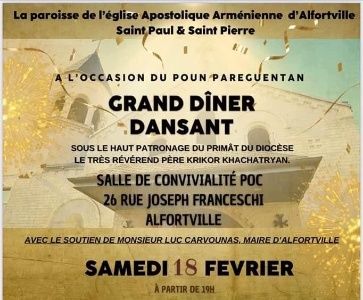 Diner dansant le 18 février à l&rsquo;occasion du  Poun Pareguentan