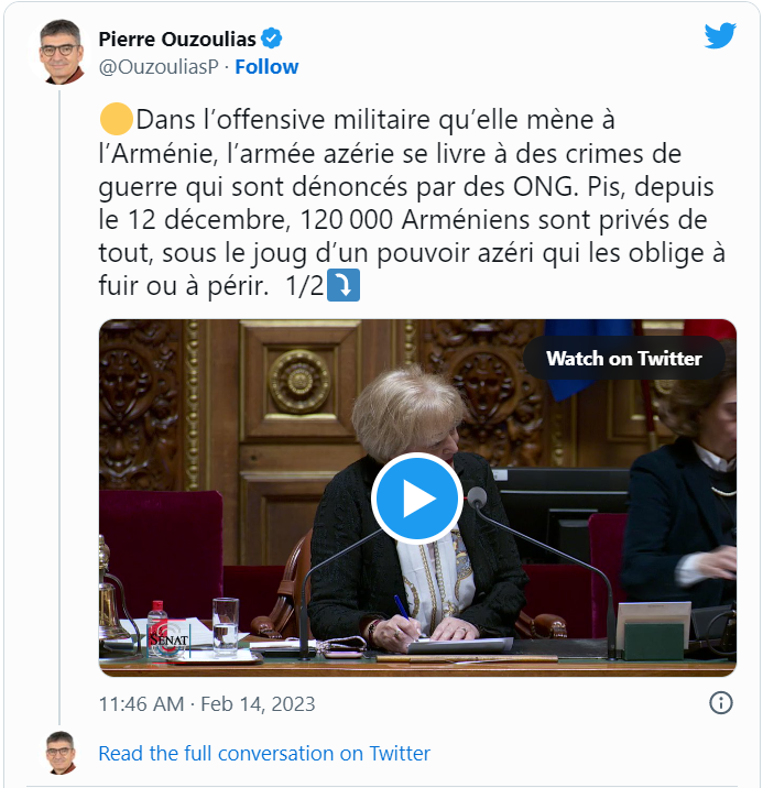Pierre Ouzoulias: L’armée azérie se livre à des crimes de guerre
