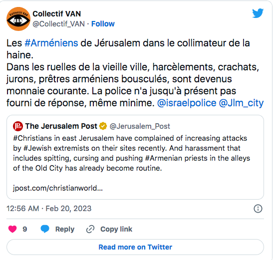 Collectif Van : Armenophobie à Jerusalem