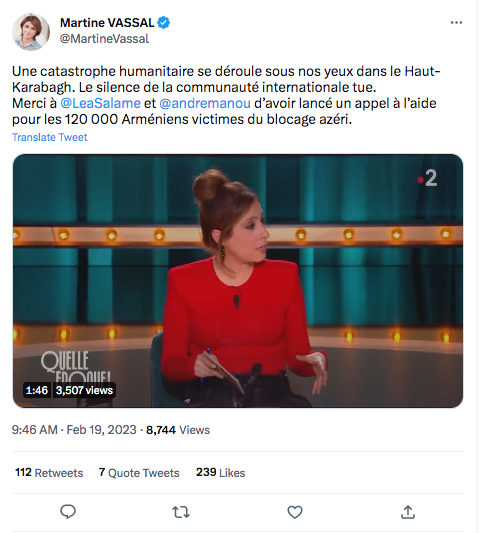 Martine Vassal : Merci à L.Salamé et A.Manoukian pour l&rsquo;Artsakh