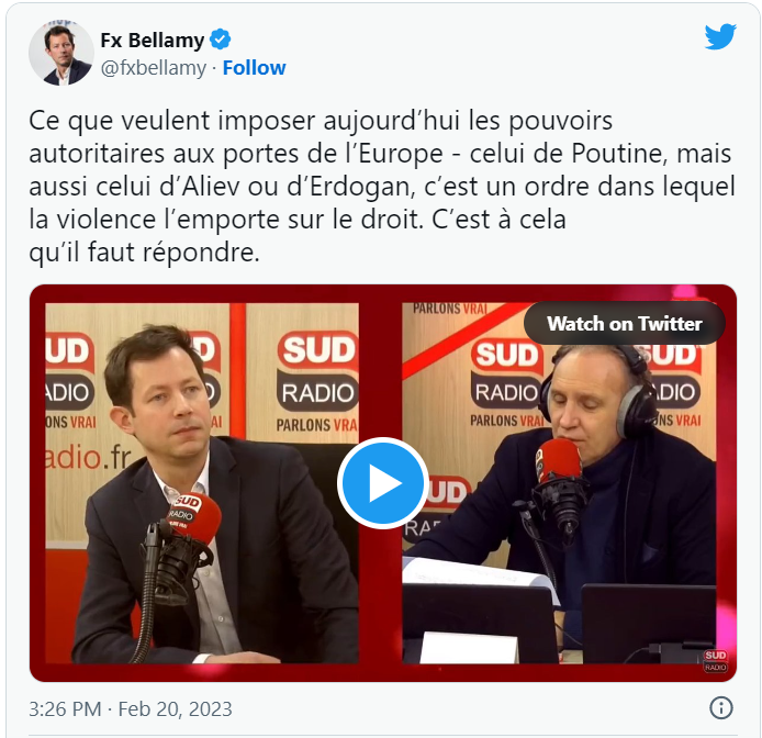 Fx Bellamy: C’est un ordre dans lequel la violence l’emporte sur le droi