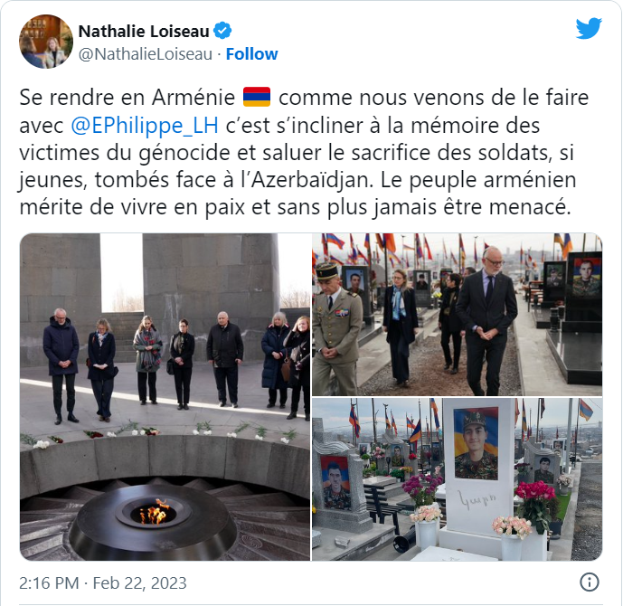 Nathalie Loiseau : Se rendre en Arménie c’est s’incliner à la mémoire des victimes du génocide