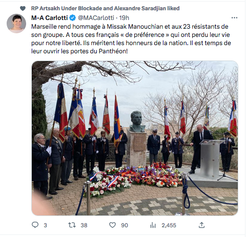 M-A Carlotti  : Marseille rend hommage à Missak Manouchian