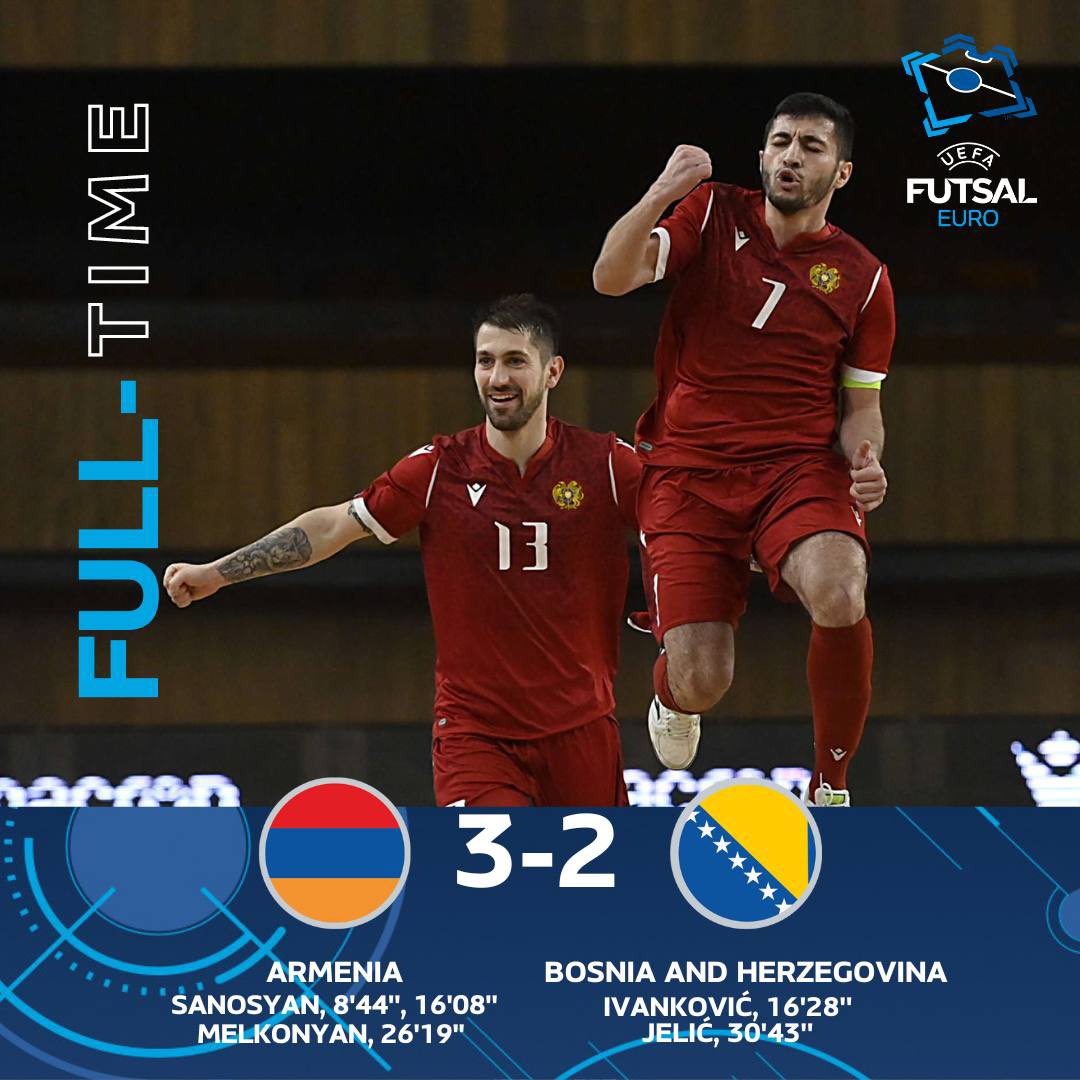 En futsal, l’Arménie s’est imposée 3-2 face à la Bosnie-Herzégovine lors du dernier match de qualifications pour la Coupe du monde 2024
