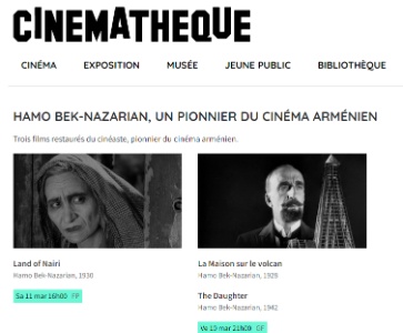 Projection de trois films restaurés de Hamo Bek-Nazarian, pionnier du cinéma arménien