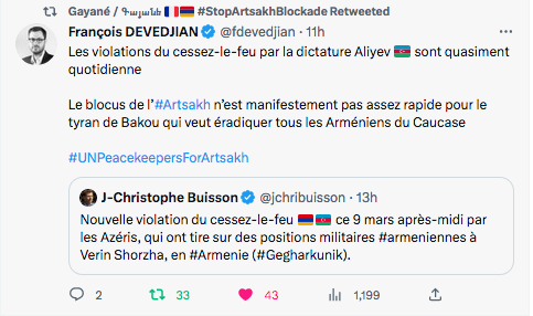 François Devedjian : les violations du cessez-le-feu se multiplient