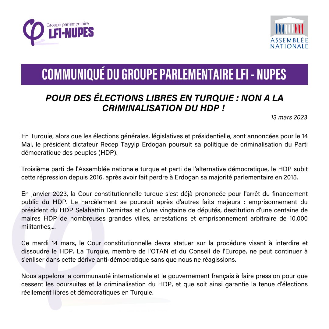 Nupes : non à la criminalisation du HDP