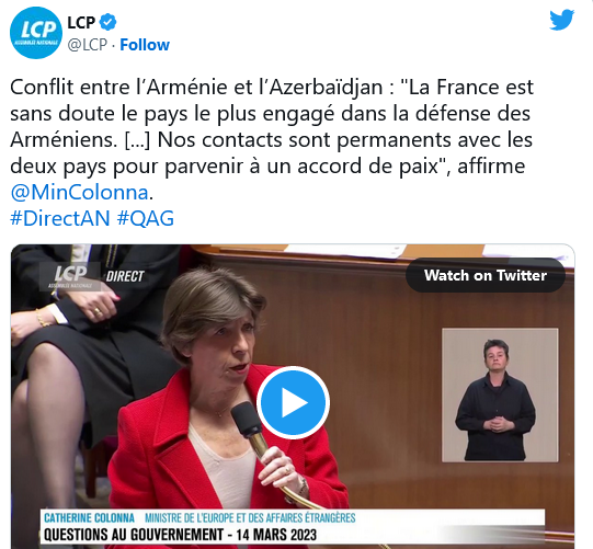 C. Colonna : La France est sans doute le pays le plus engagé dans la défense des Arméniens