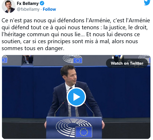 F.X. Bellamy : Ce n&rsquo;est pas nous qui défendons l&rsquo;Arménie, c&rsquo;est l&rsquo;Arménie qui défend tout ce à quoi nous tenons