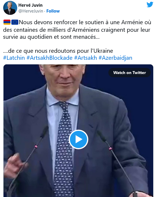 H. Juvin : soutenir l&rsquo;Arménie