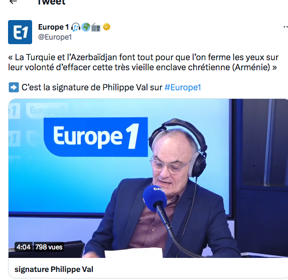 P. Val : La Turquie et l’Azerbaïdjan font tout pour que l’on ferme les yeux