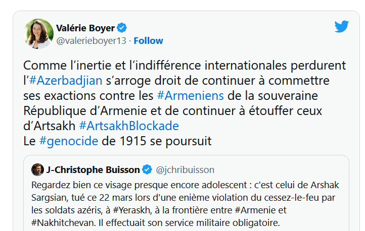 Valérie Boyer condamne l&rsquo;inertie et l&rsquo;indifférence internationales