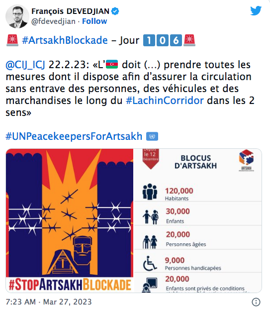 F. Devedjian : la CIJ doit prendre des mesures