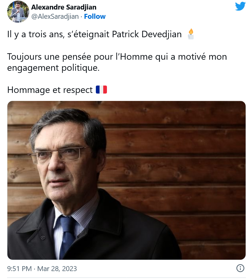 A. Saradjian : Pensée pour P. Devedjian