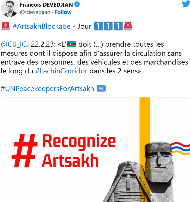 F. Devedjian : la CIJ doit agir