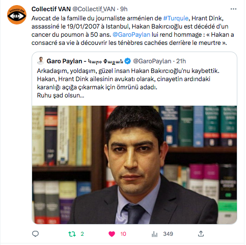Collectif Van : décès de l&rsquo;avocat de la famille Dink