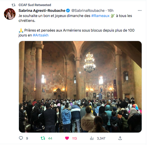 Sabrina Agresti-Roubache : Pensées et prières pour les Arméniens sous blocus