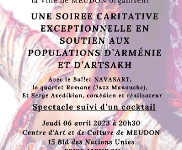 Soirée caritative exceptionnelle en soutien aux populations d&rsquo;Arménie et d&rsquo;Artsakh