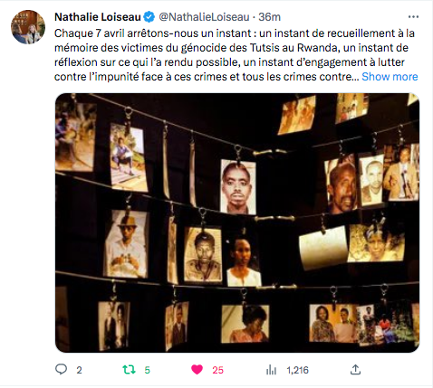 Nathalie Loiseau : à la mémoire des victimes du génocide des Tutsis