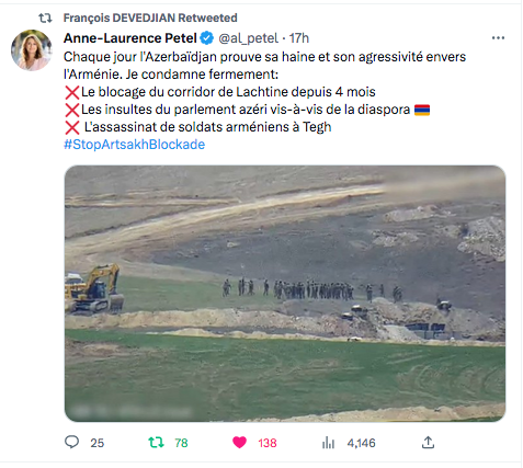 Anne-Laurence Petel : chaque jour l&rsquo;Azerbaïdjan prouve sa haine
