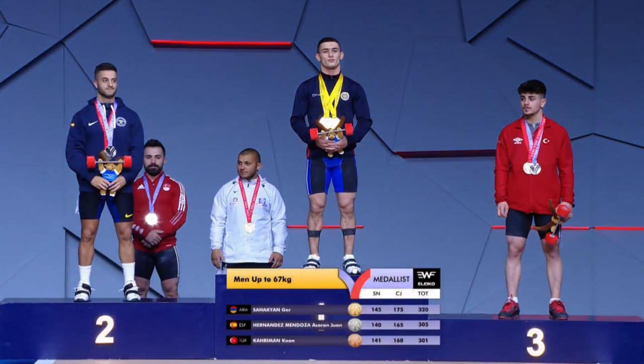 Gor Sahakyan (Arménie) champion d’Europe d&rsquo;haltérophilie (67 kg) à Erévan