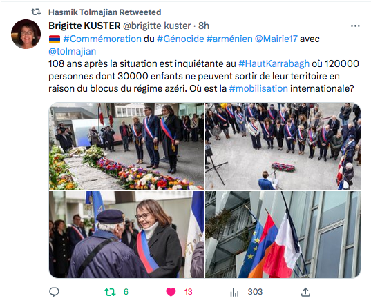 Brigitte Kuster : commémoration du génocide à Paris 17