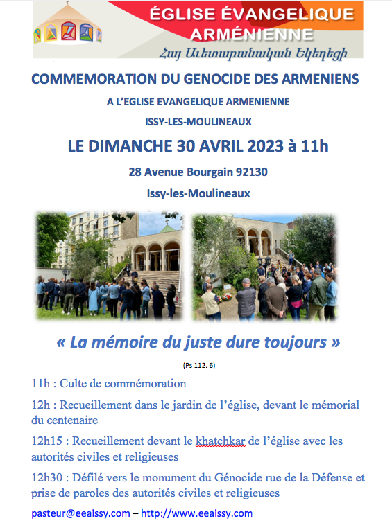 Commémoration du génocide le 30 avril à 11h