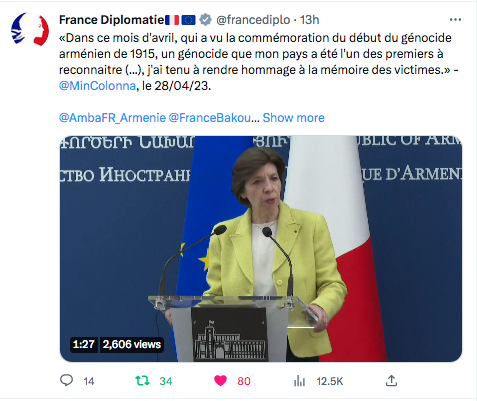 France diplomatie : hommage à la mémoire des victimes du génocide