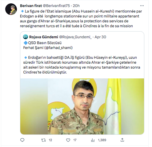 Berivan Firat : La figure de l&rsquo;EI a été en fait tué à la fin de sa mission