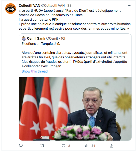 Collectif Van : le parti Huda rejoint Erdogan