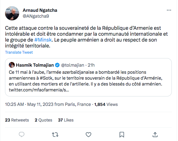 Arnaud Ngatcha : insupportable attaque azerbaïdjanaise