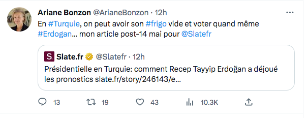 Ariane Bonzon : avoir son frigo vide et voter Erdogan